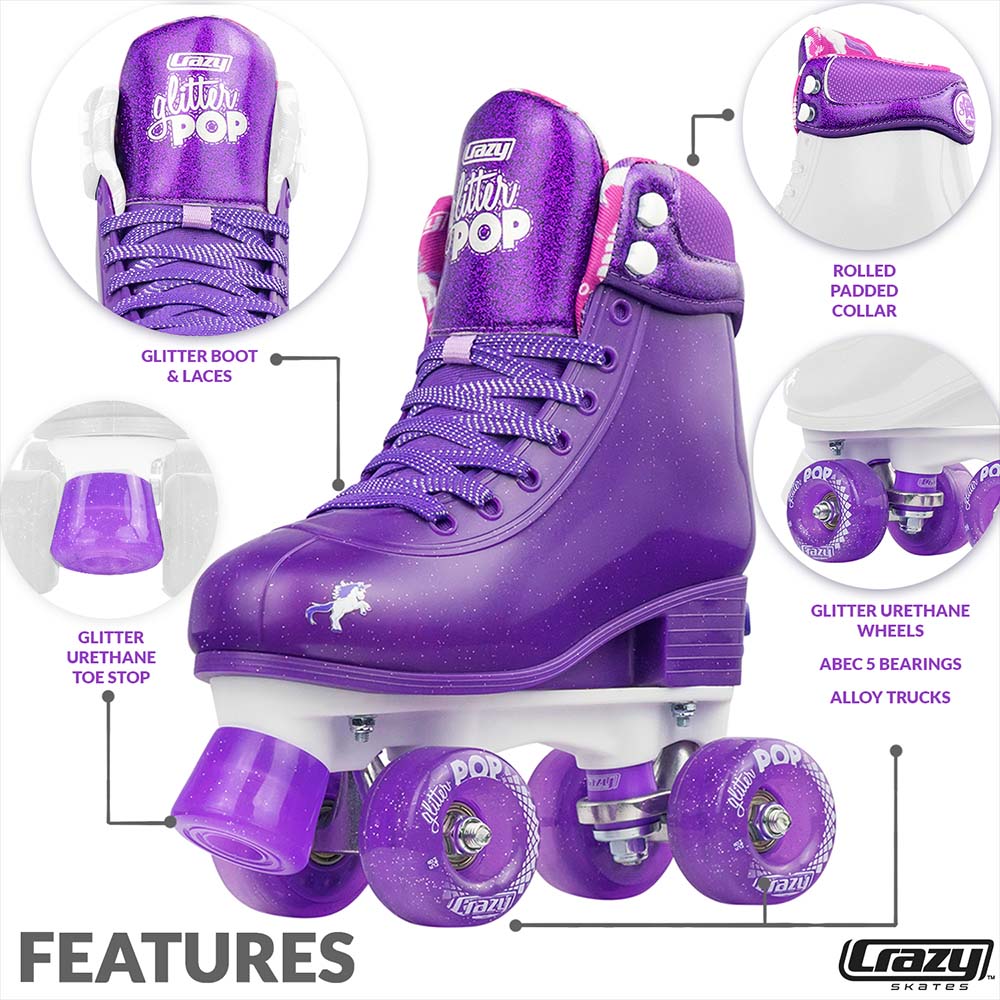Warehouse Deal | GLITTER POP Purple - Größe verstellbar Rollschuh