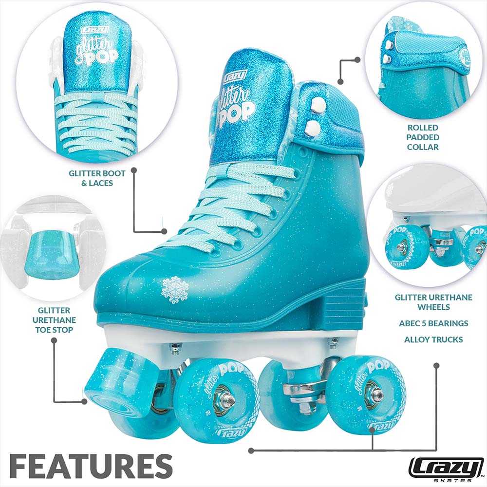 Warehouse Deal | GLITTER POP Teal - Größe verstellbar Rollschuh