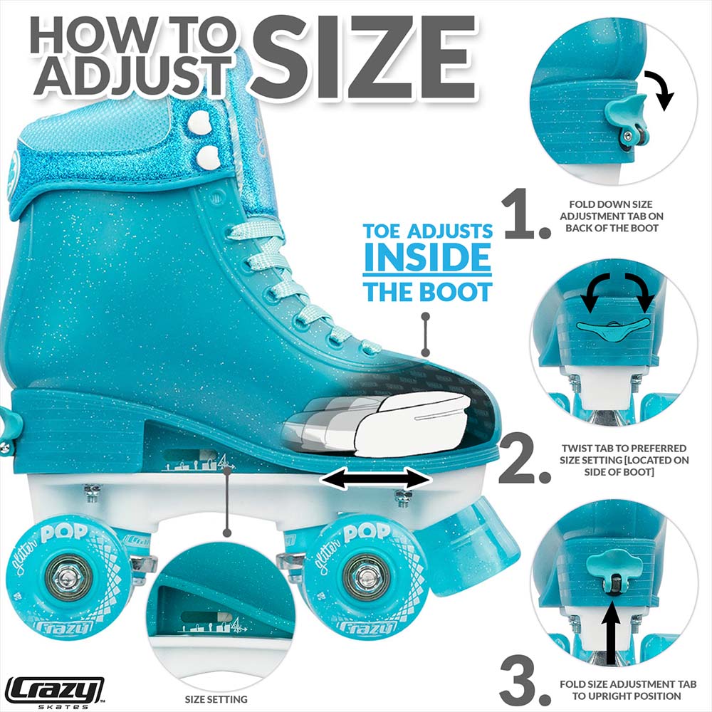 Warehouse Deal | GLITTER POP Teal - Größe verstellbar Rollschuh