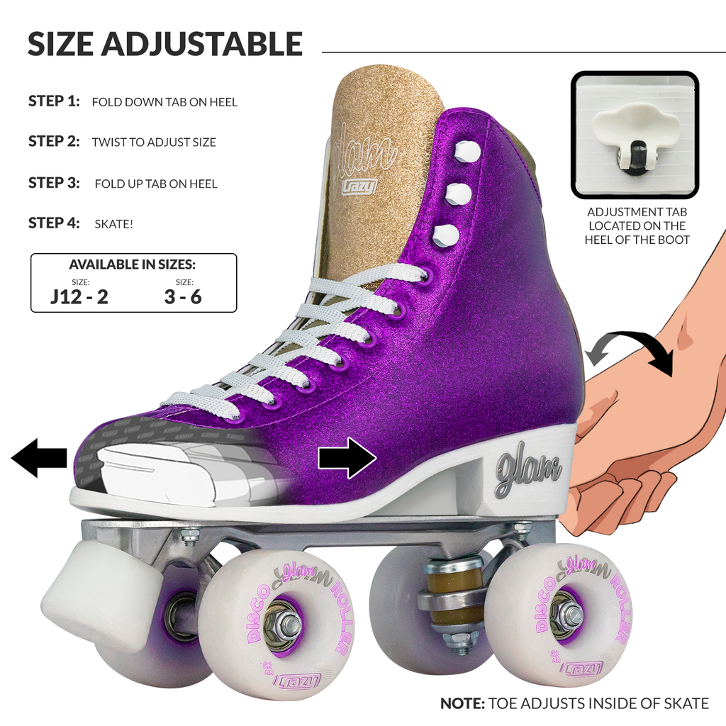GLAM Purple - Größe verstellbare Rollschuhe