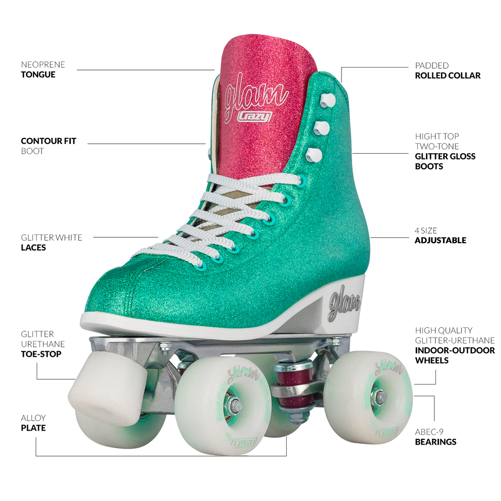 GLAM Teal - Größe verstellbare Rollschuhe