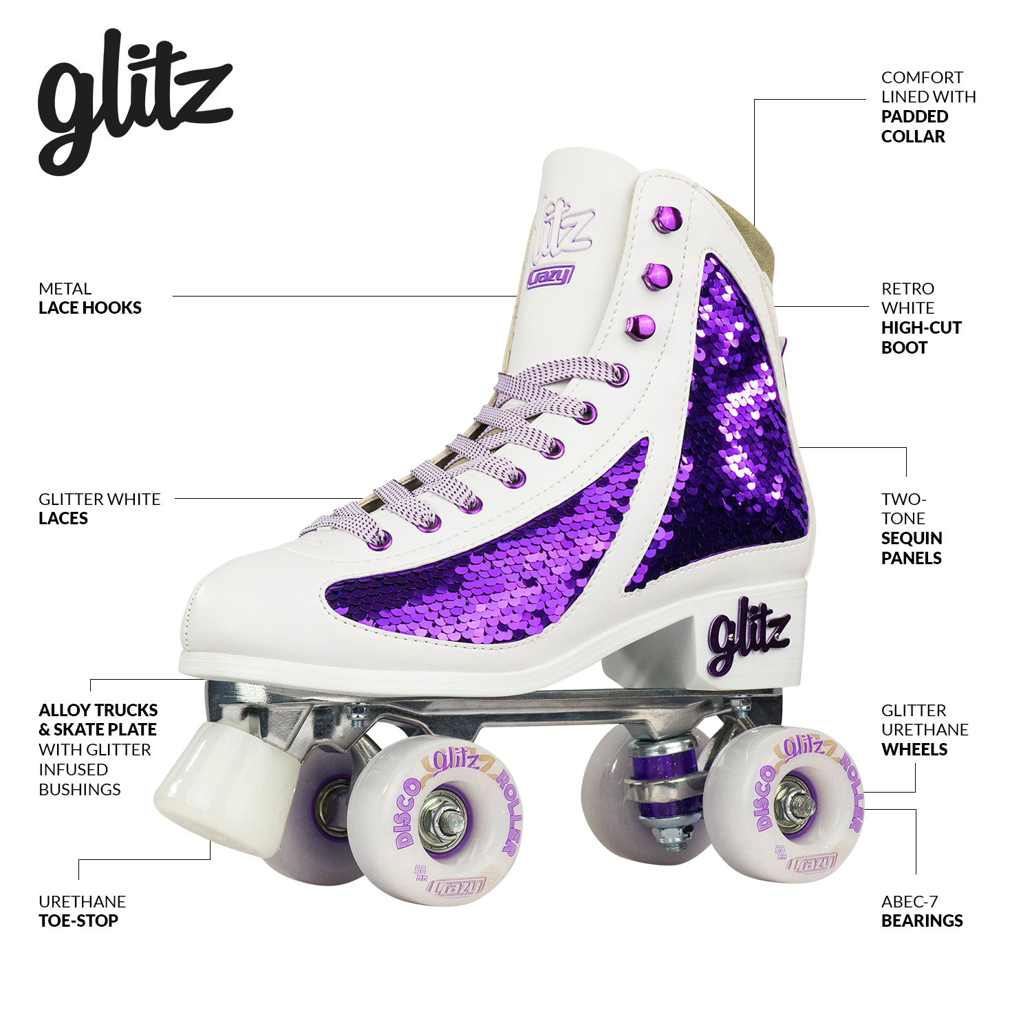 Warehouse Deal | GLITZ Amethyst - Rollschuh-Kate