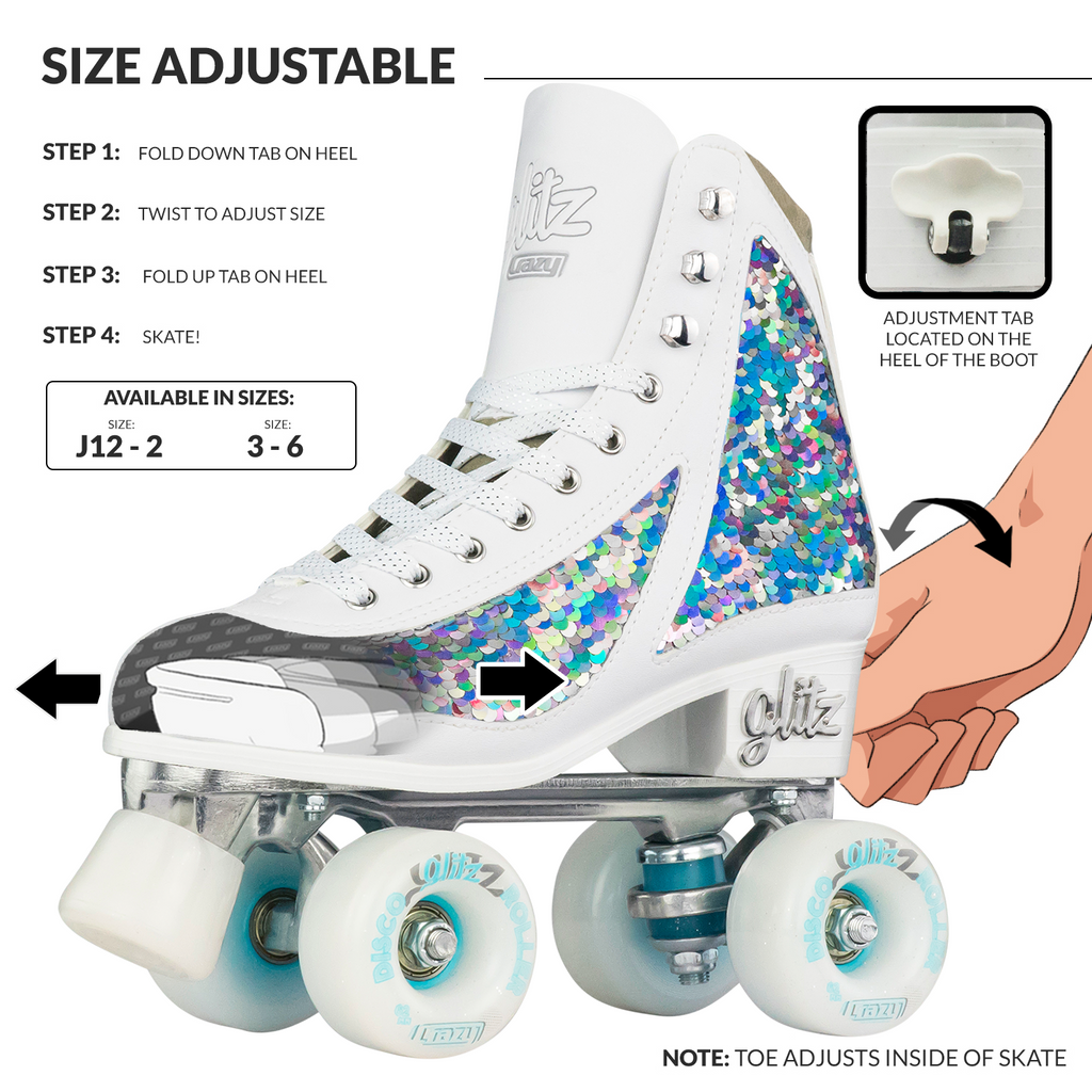 Warehouse Deal | GLITZ Diamond - Größe einstellbare Meerjungfrau Rollschuh