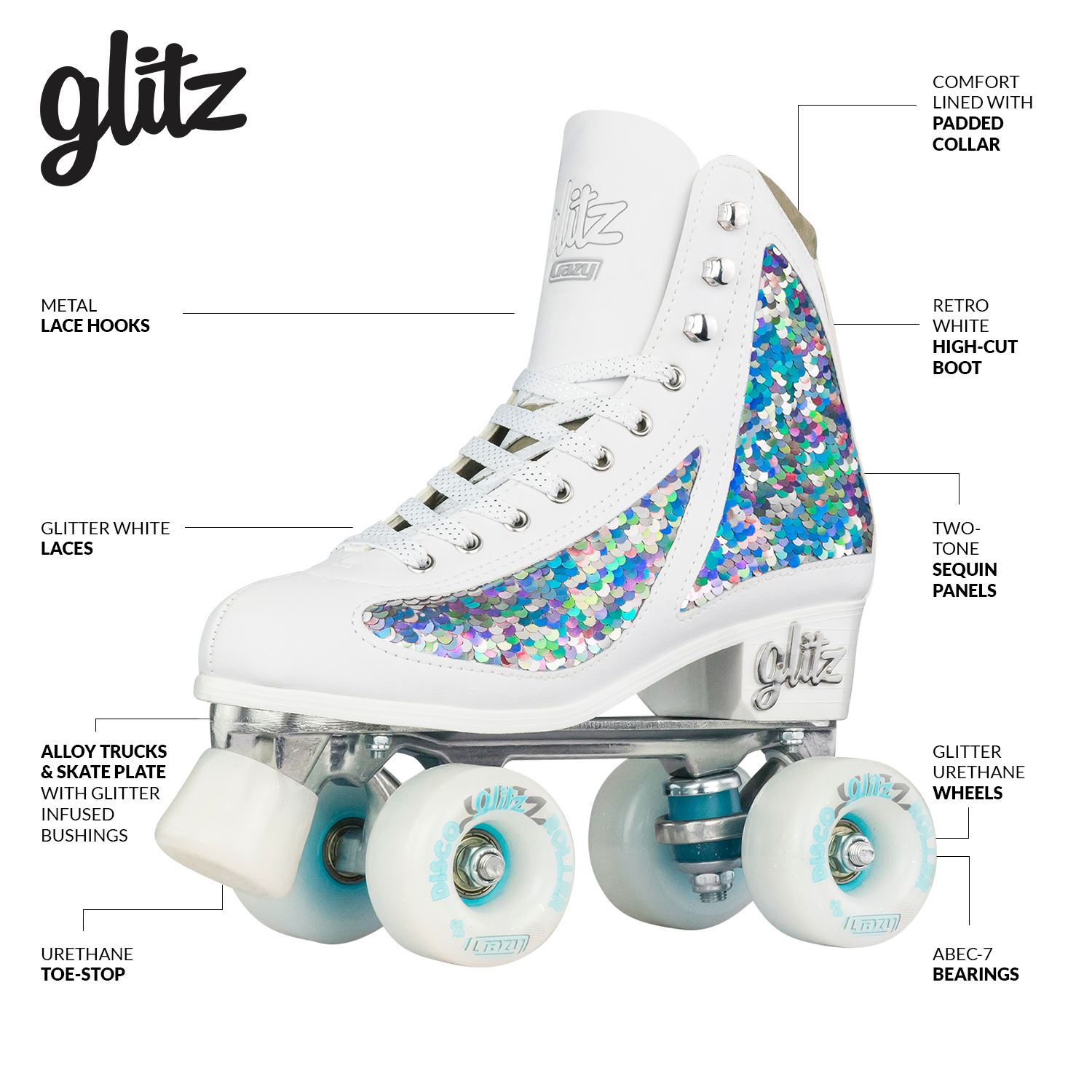 Warehouse Deal | GLITZ Diamond - Größe einstellbare Meerjungfrau Rollschuh