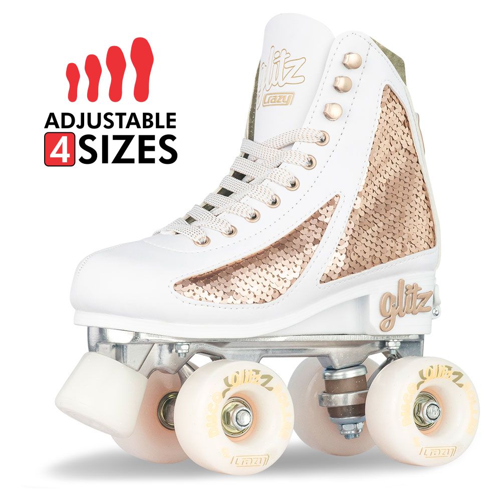 GLITZ Rose Gold - Größe verstellbare Rollschuhe
