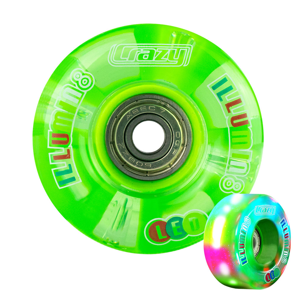 illumin8 Green - LED Light Up Rollschuh-Quad-Räder