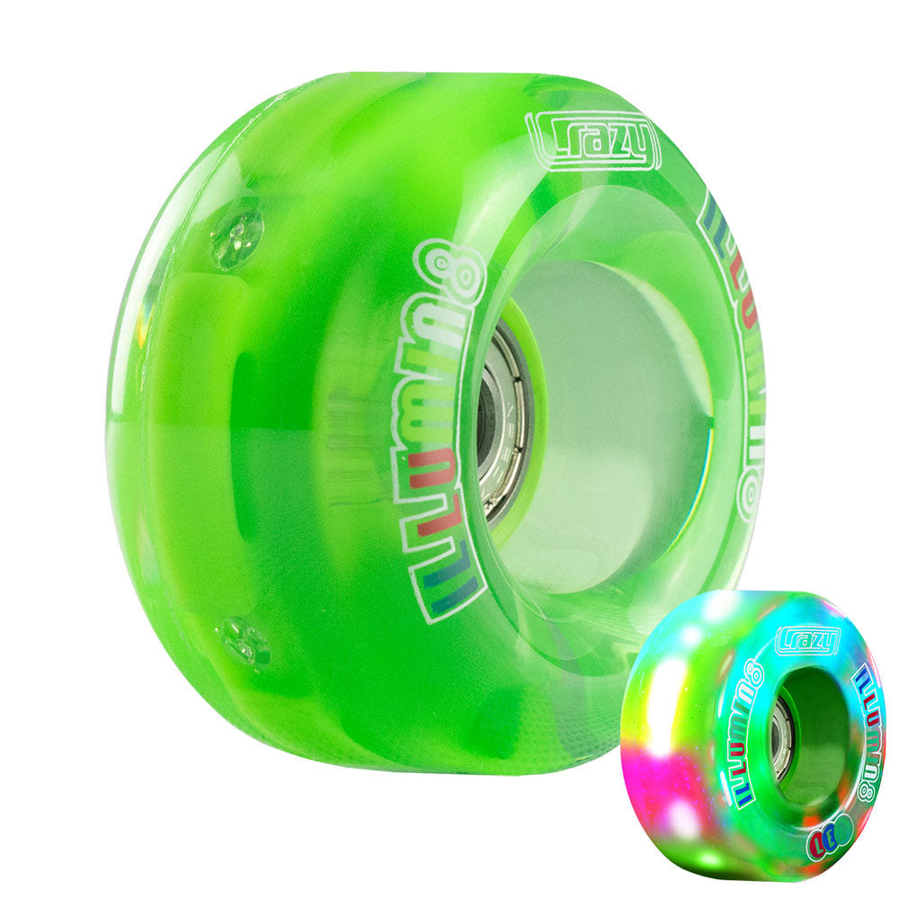 illumin8 Green - LED Light Up Rollschuh-Quad-Räder