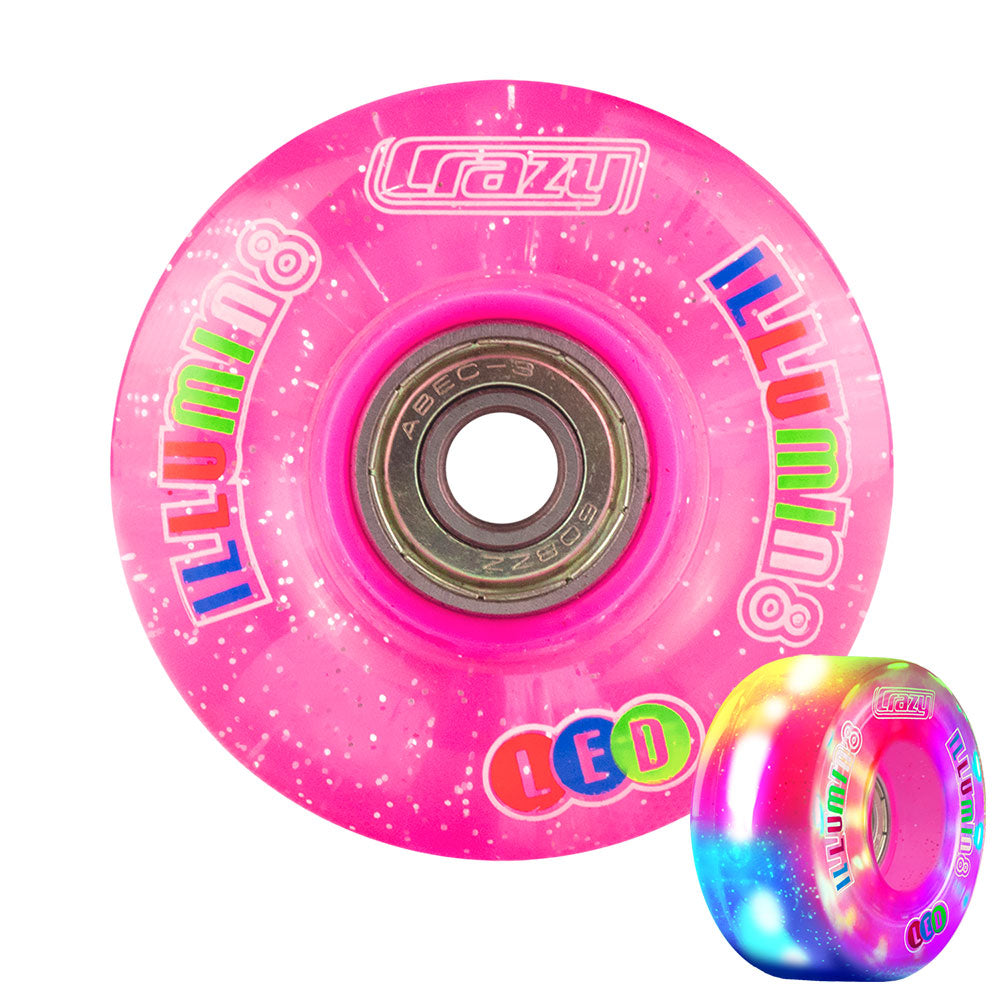 illumin8 Pink Glitter - LED Light Up Rollschuh-Quad-Räder