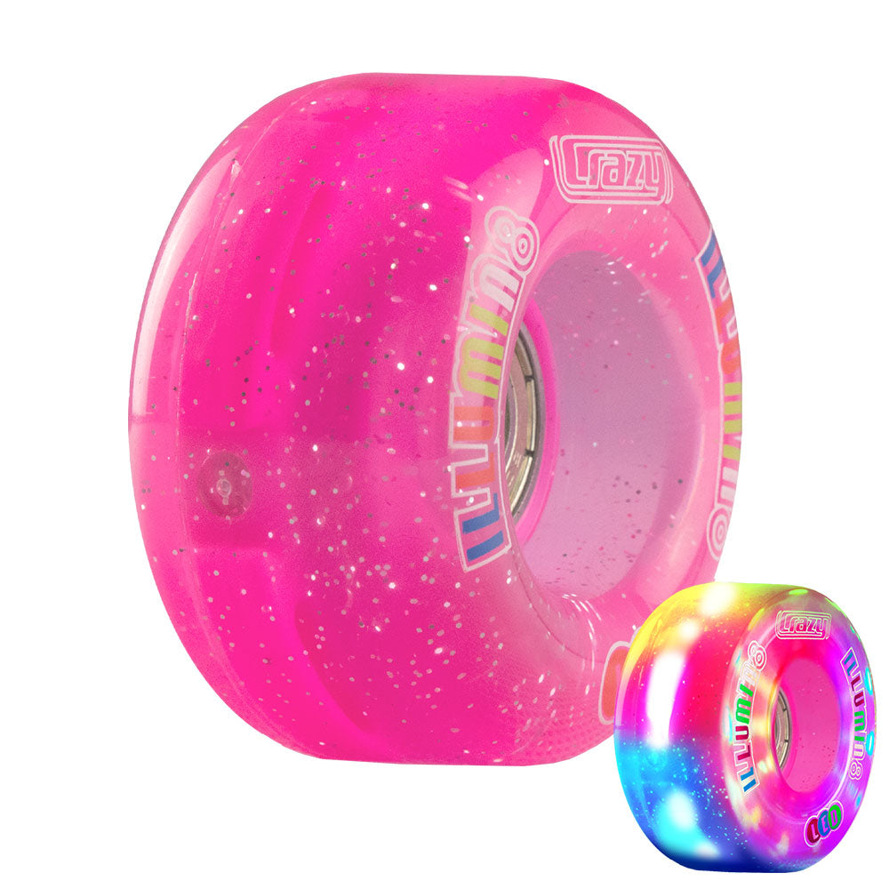 illumin8 Pink Glitter - LED Light Up Rollschuh-Quad-Räder