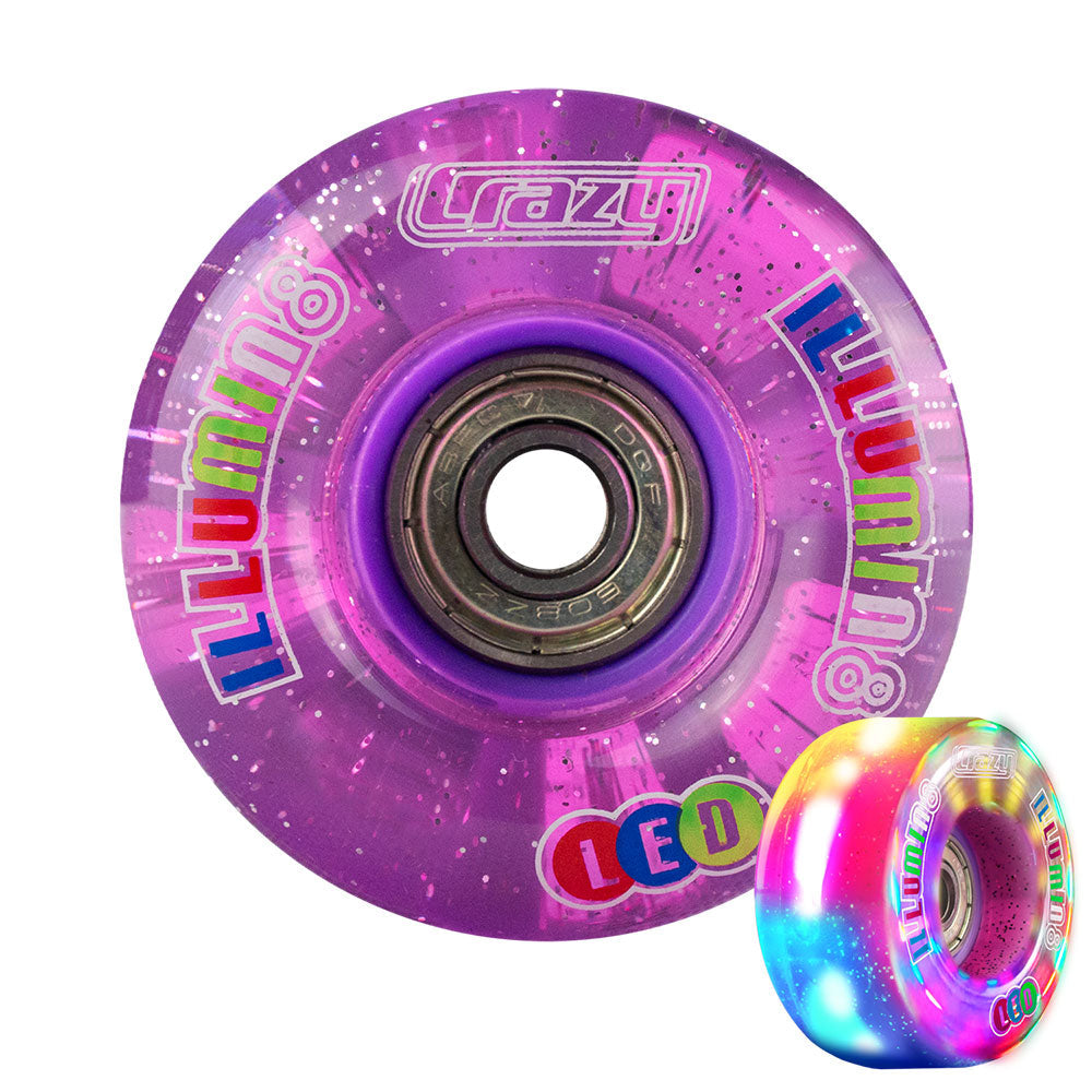 illumin8 Purple Glitter - LED Light Up Rollschuh-Viertelräder