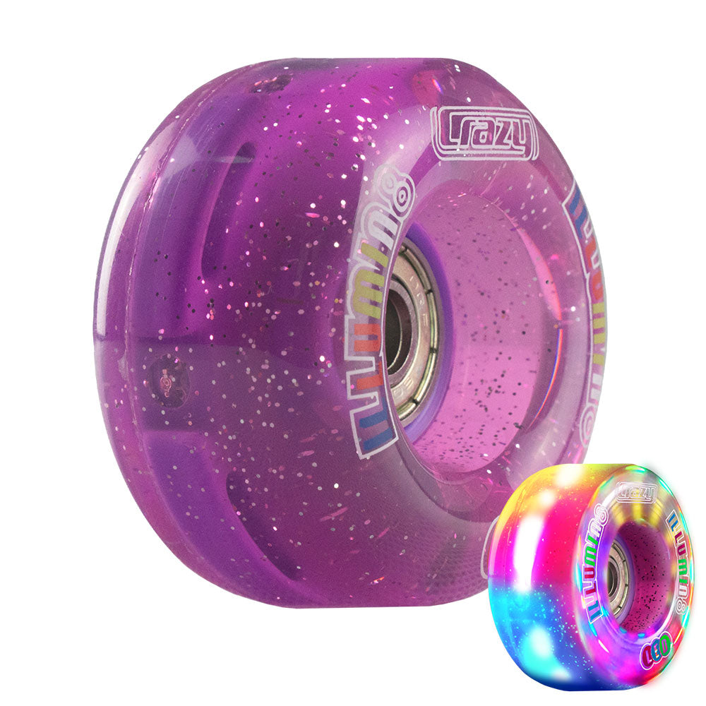 illumin8 Purple Glitter - LED Light Up Rollschuh-Viertelräder