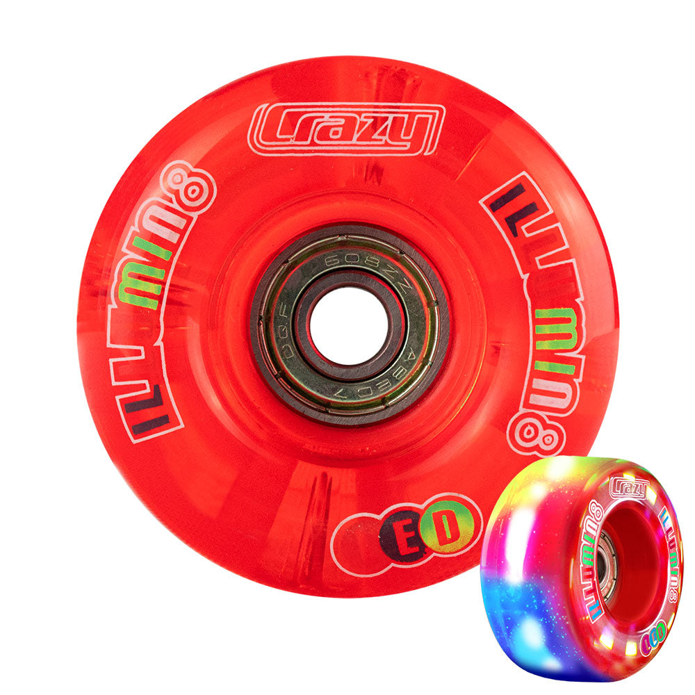 illumin8 Rot - LED Light Up Rollschuh-Viertelräder