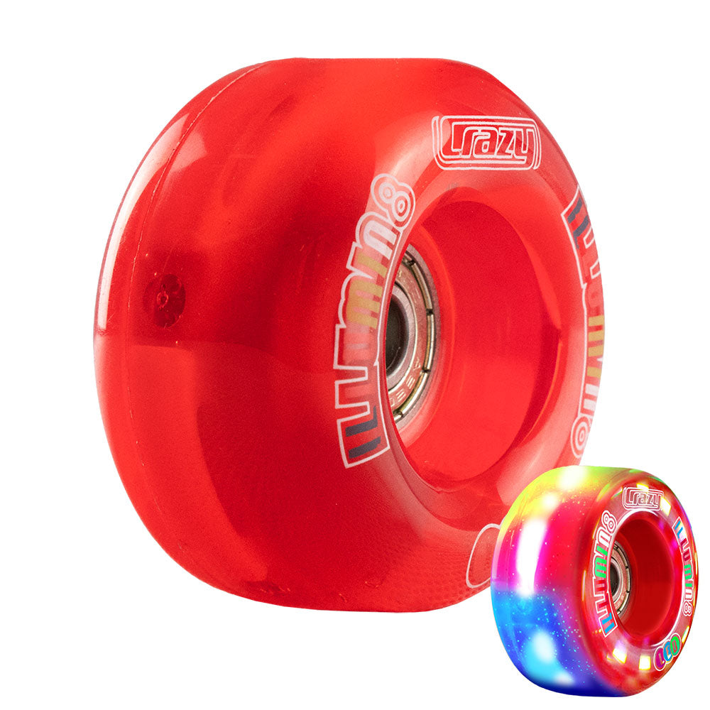 illumin8 Rot - LED Light Up Rollschuh-Viertelräder