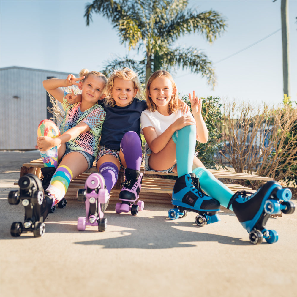 SK8 Purple - Größenverstellbare Hi-Top Rollschuh-Skates