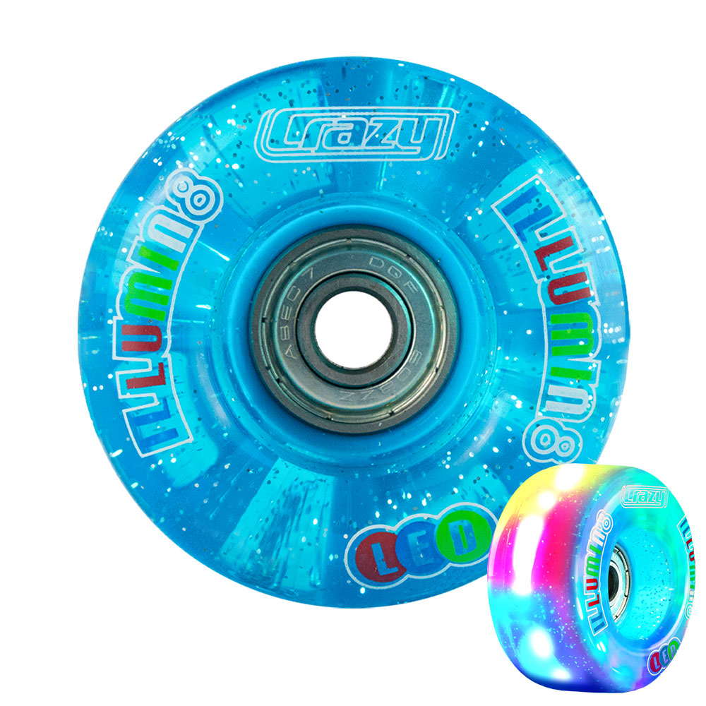 illumin8 Teal Glitter - LED Light Up Rollschuh-Quad-Räder