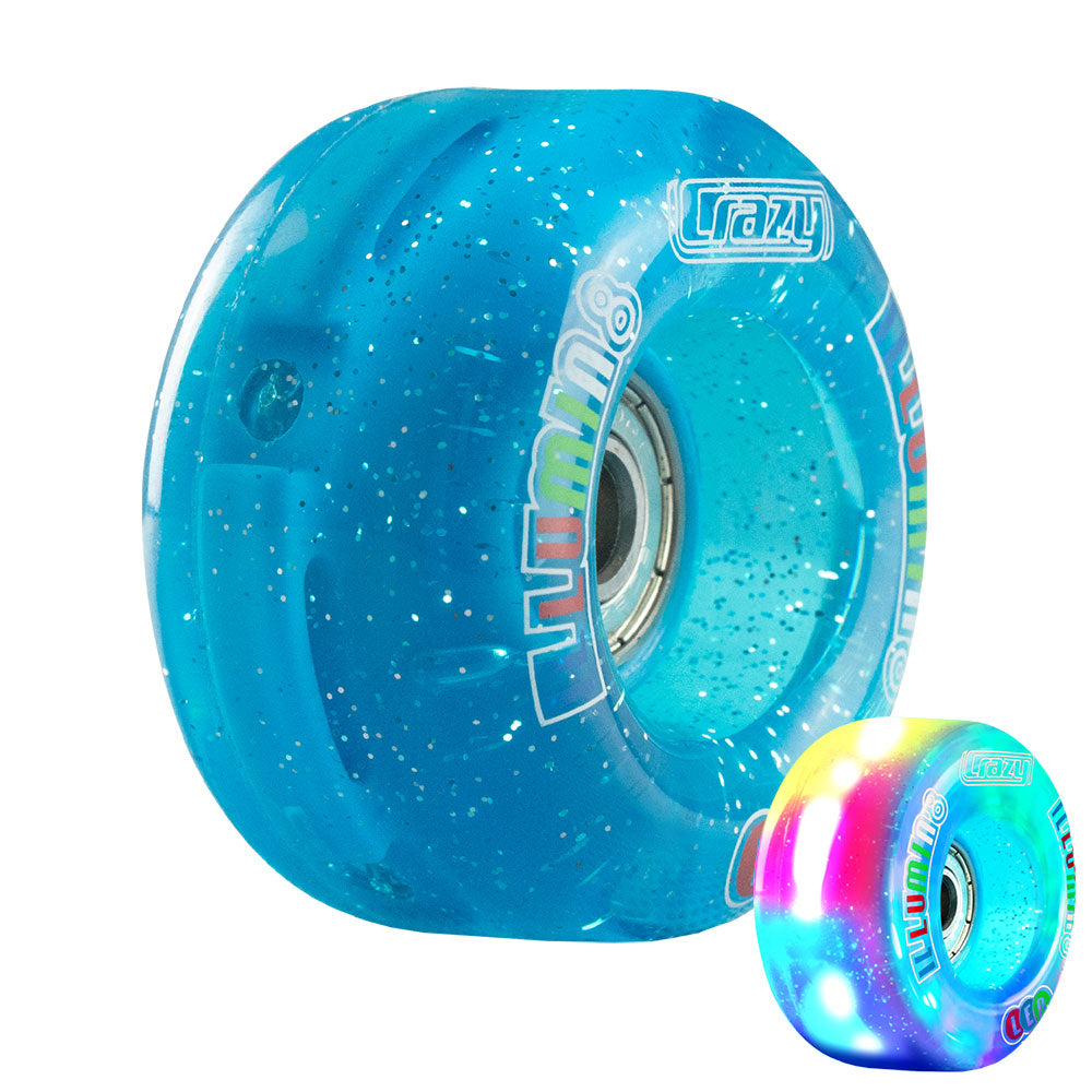 illumin8 Teal Glitter - LED Light Up Rollschuh-Quad-Räder