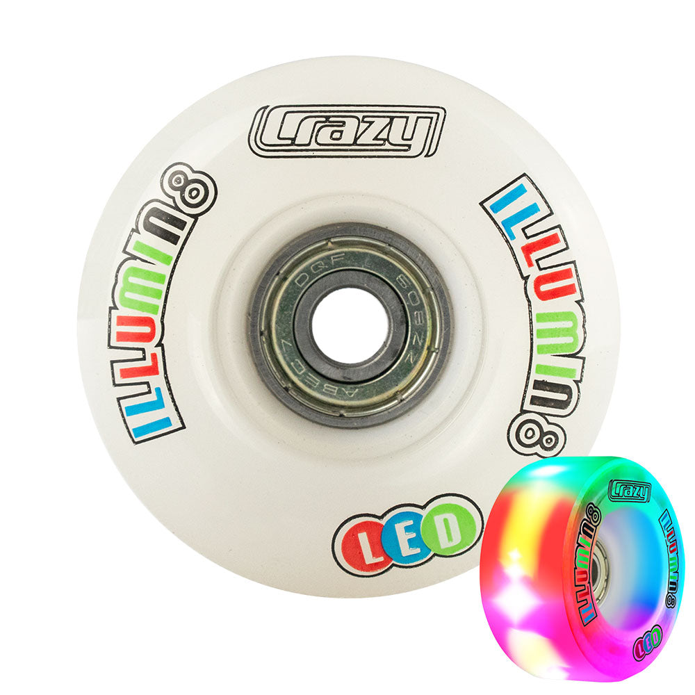 illumin8 Weiß - LED Light Up Rollschuh-Viertelräder