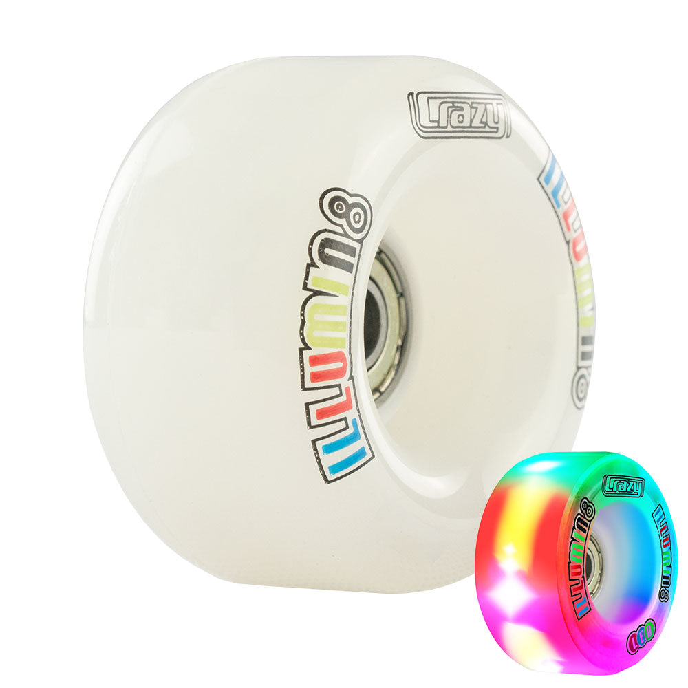 illumin8 Weiß - LED Light Up Rollschuh-Viertelräder
